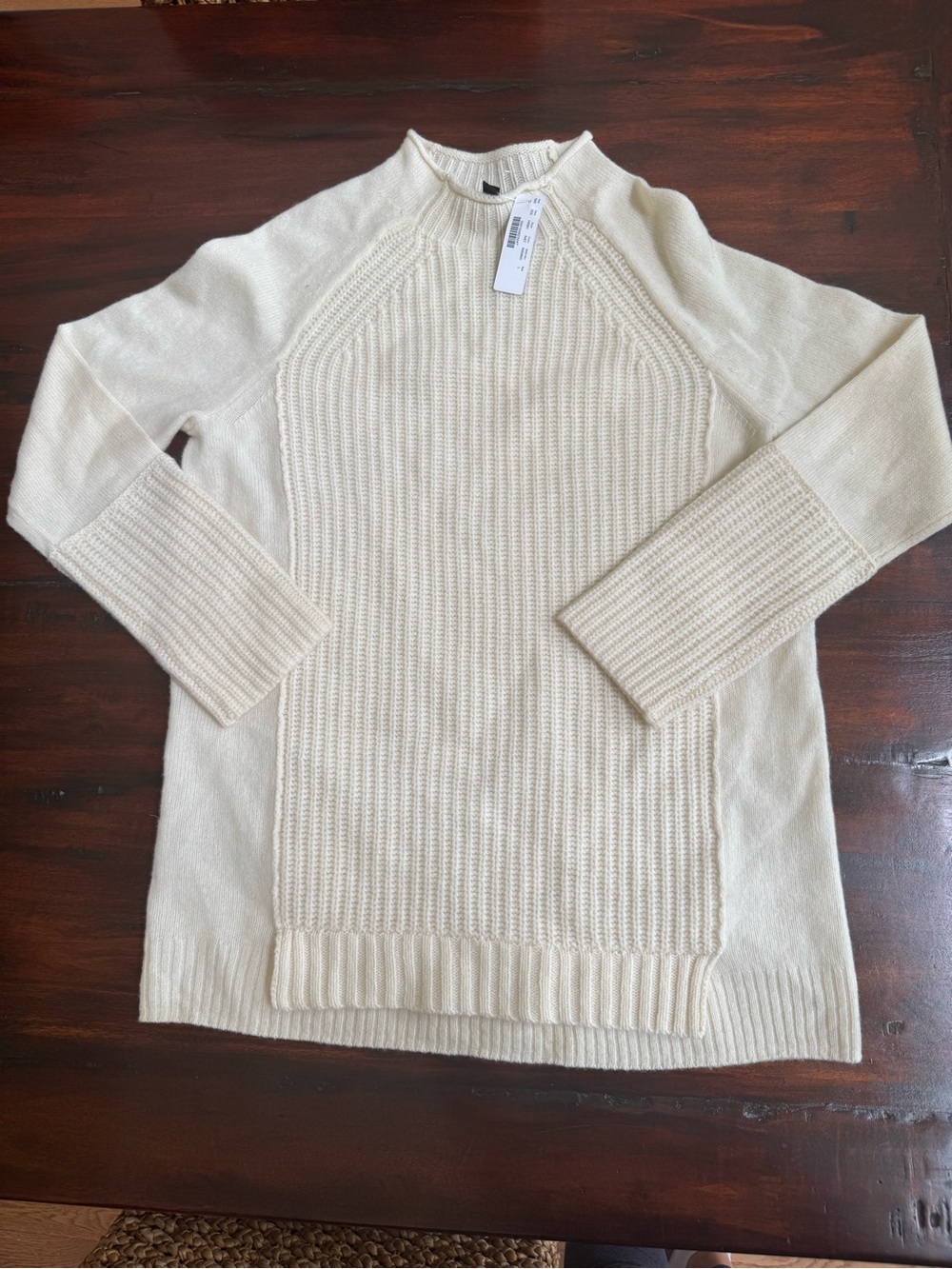 NWT JCrew Mockneck tunic sweater 100% Wool Ivory size L **READ